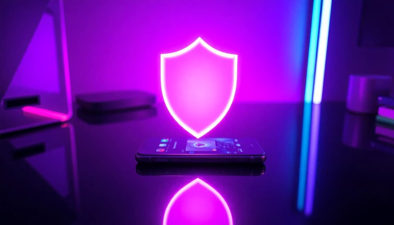 AI video generator privacy shield protecting photos and videos on a smartphone