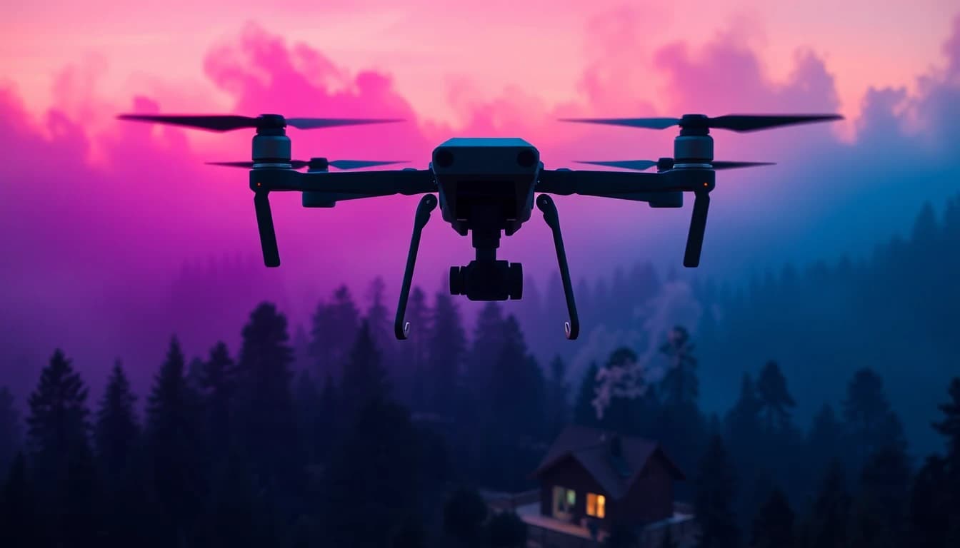 Cinematic aerial drone shot prompt example for AI video generation