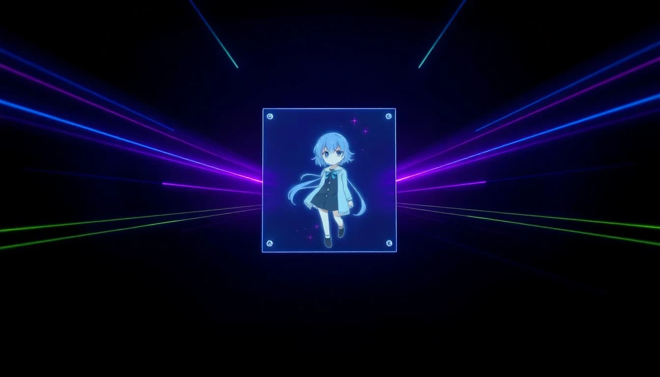 アニメキャラクターの参照画像が動くAI動画クリップに変換される様子