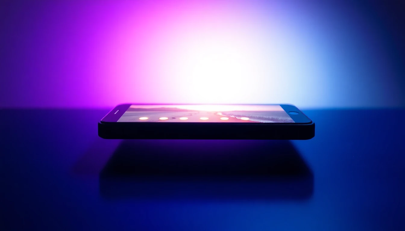 Comment créer une vidéo IA : un smartphone transforme un prompt lumineux en vidéo cinématographique au-dessus d'un bureau de studio sombre