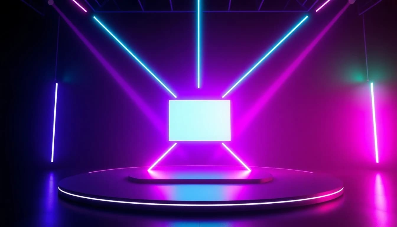 Une plateforme de génération de vidéo IA représentée comme un hub lumineux reliant prompts, images, modèles et clips terminés