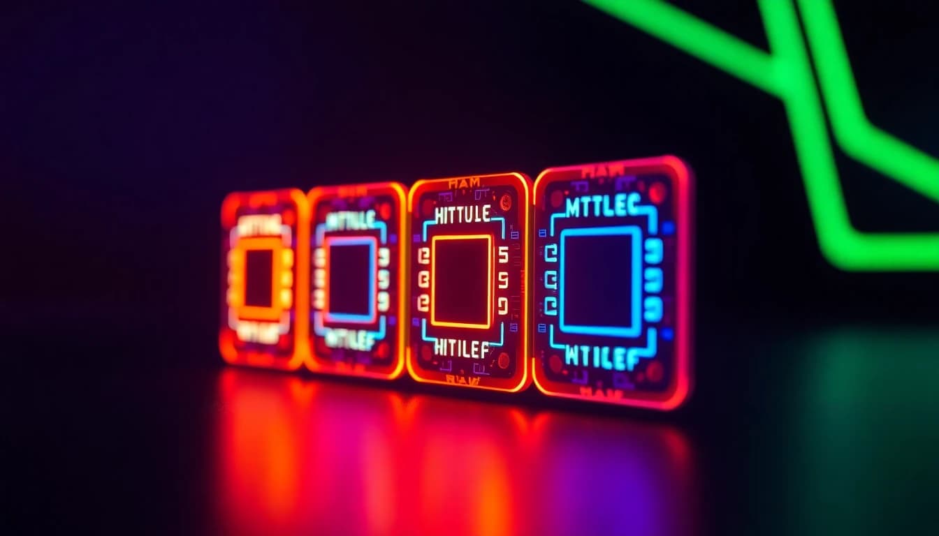 Plusieurs puces de modèles vidéo lumineuses et distinctes sélectionnées depuis un sélecteur de modèles unifié