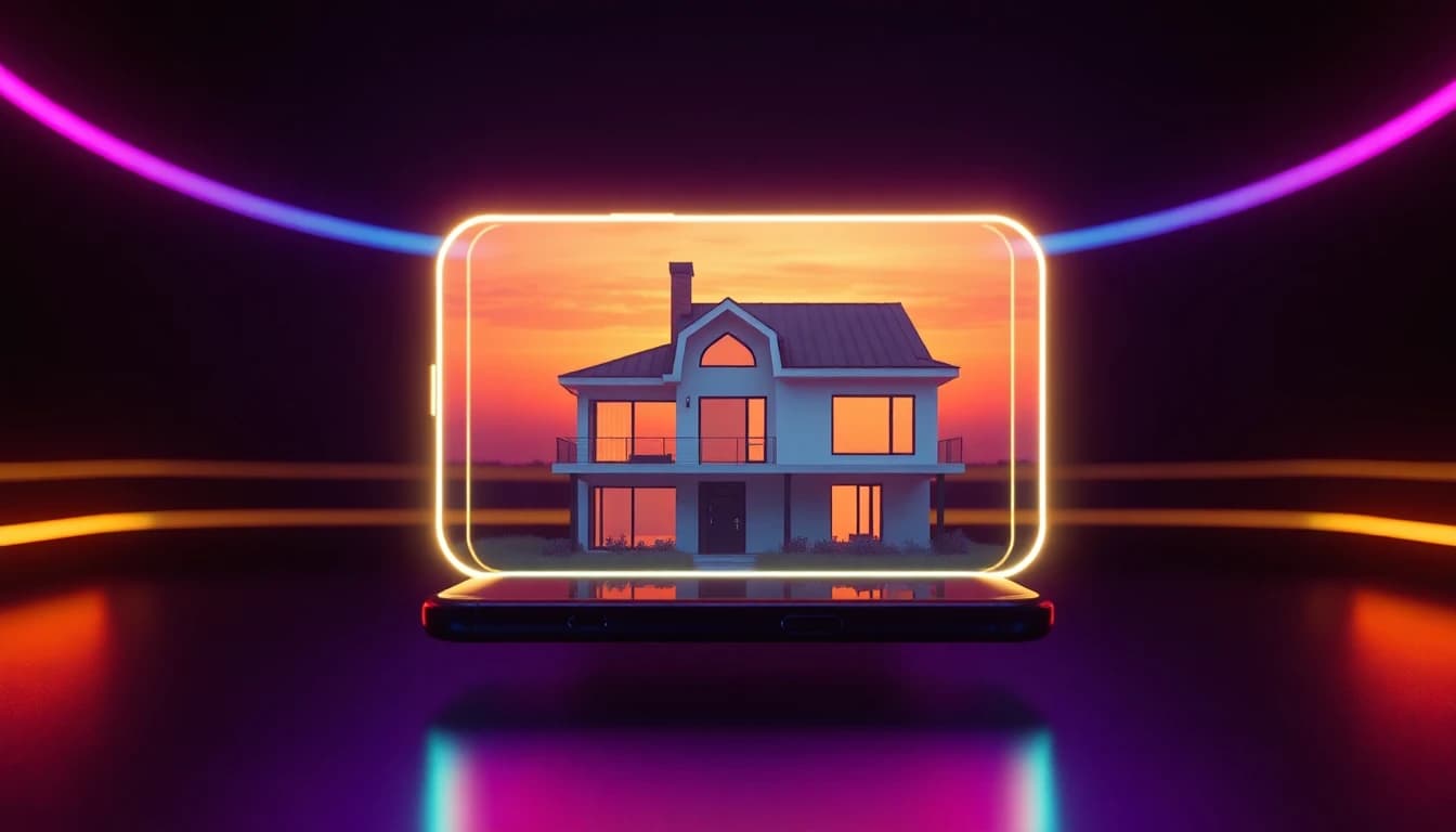 KI Video für Immobilien: Ein Inseratsfoto eines modernen Hauses wird zu einem Rundgang-Video