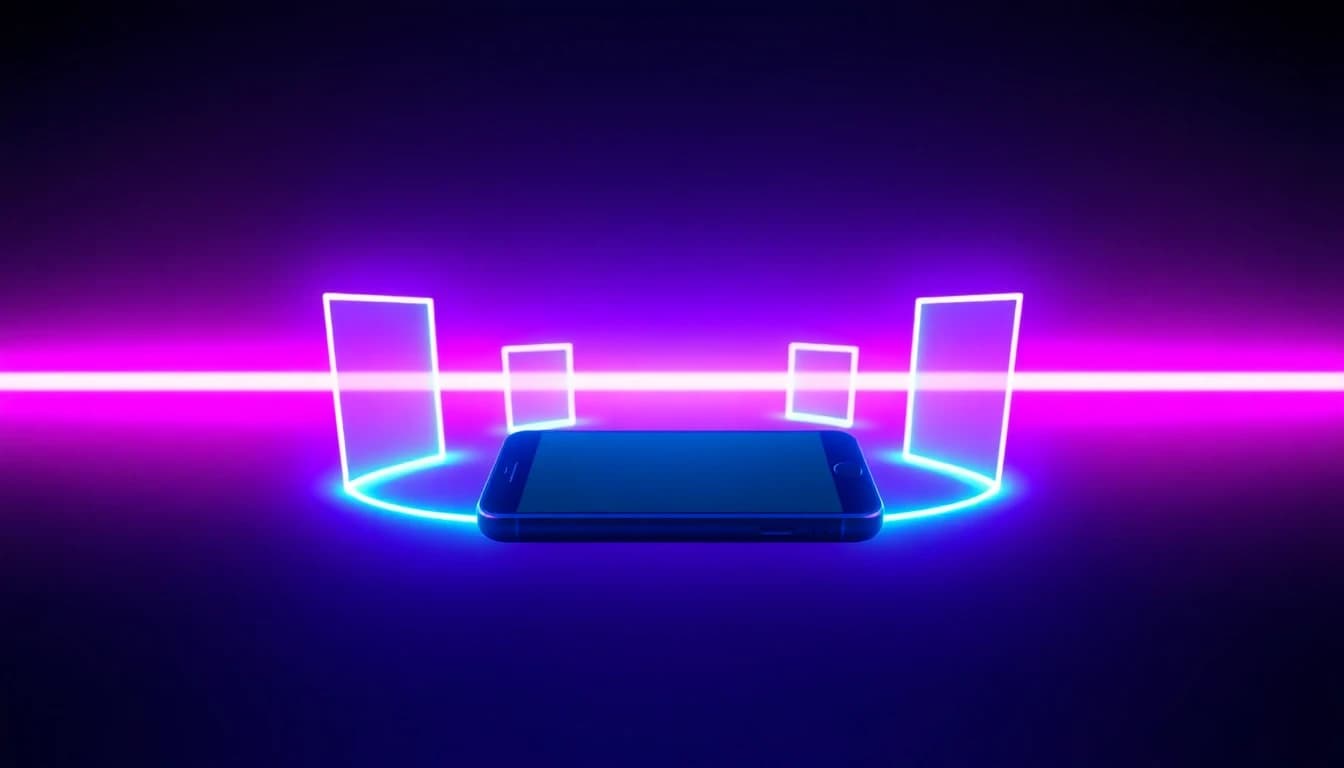 Tendances vidéo IA TikTok en 2026 sous forme de cadres vidéo verticaux lumineux sur un téléphone