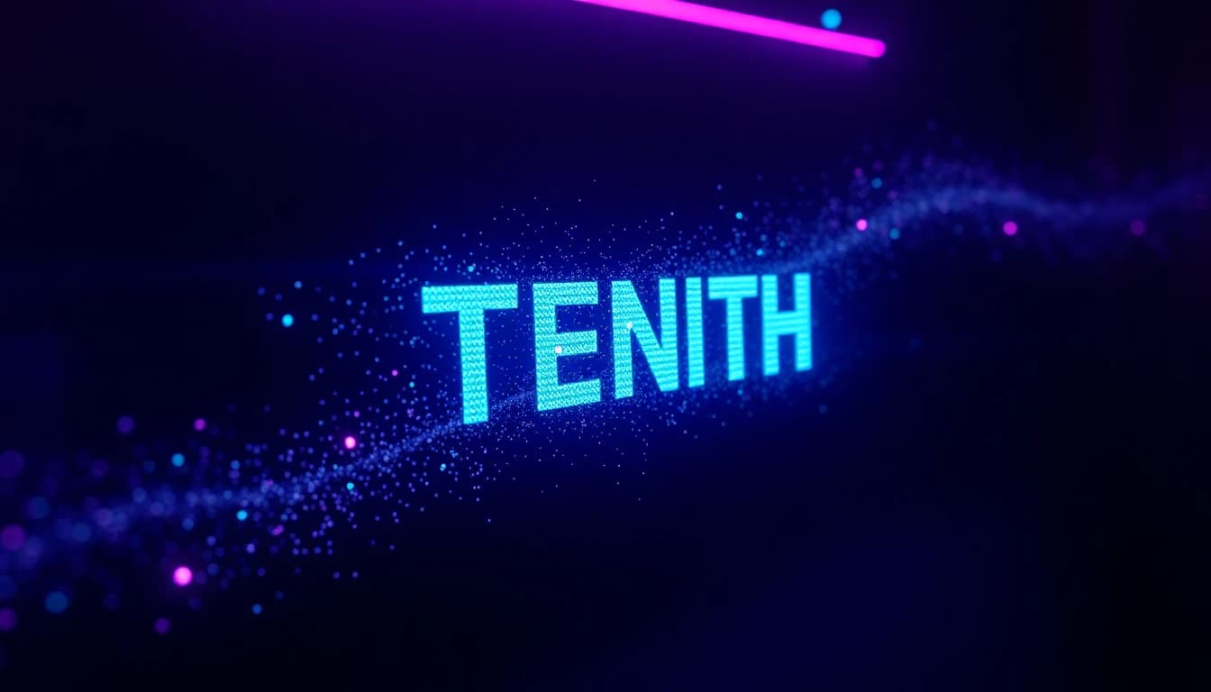 Ein leuchtendes neuronales Netz verwandelt eine Textzeile in einen Streifen aus Videobildern in einem dunklen Neon-Studio