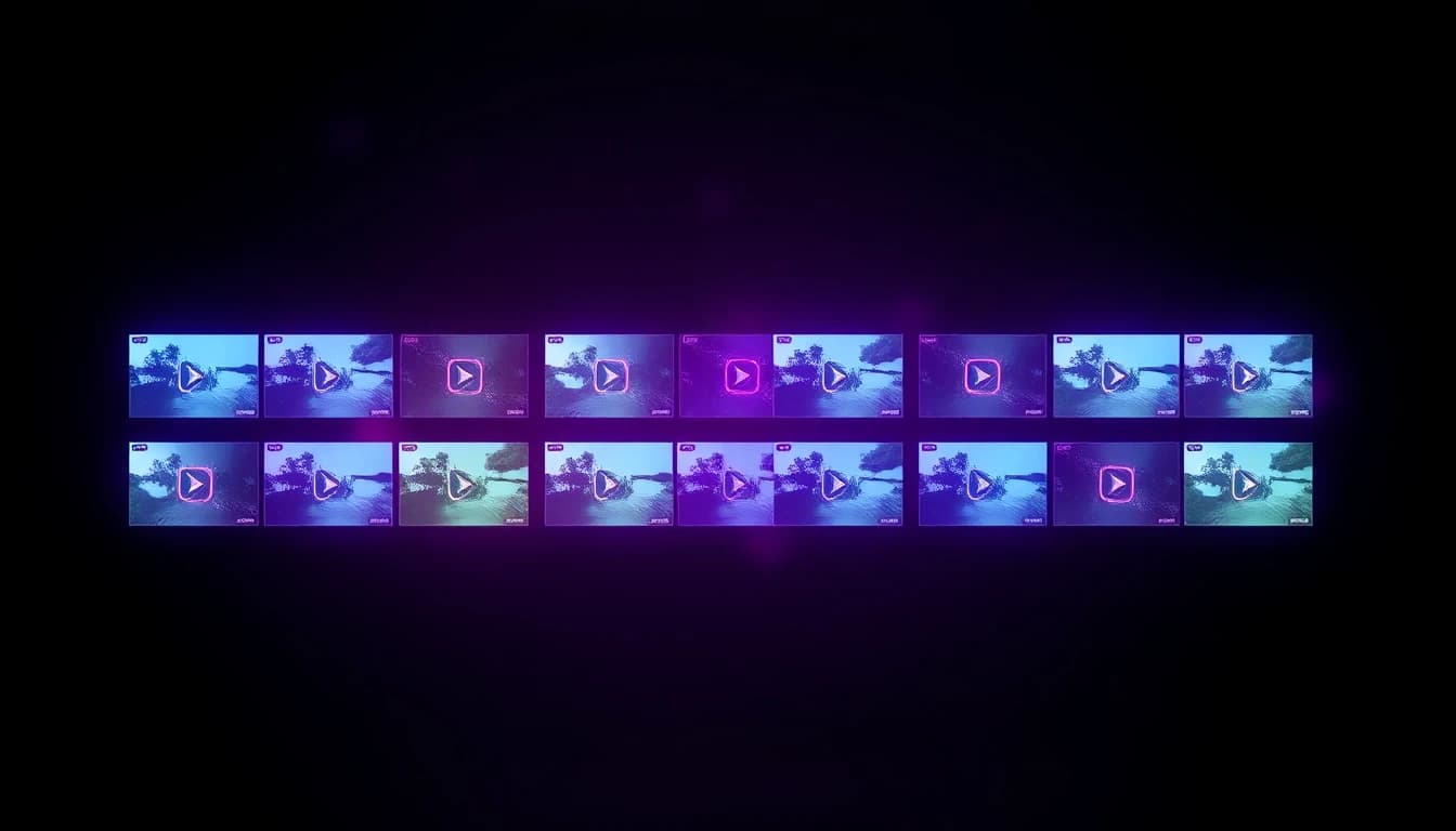 Grid of AI video generator model thumbnails showing different visual styles for YouTube content