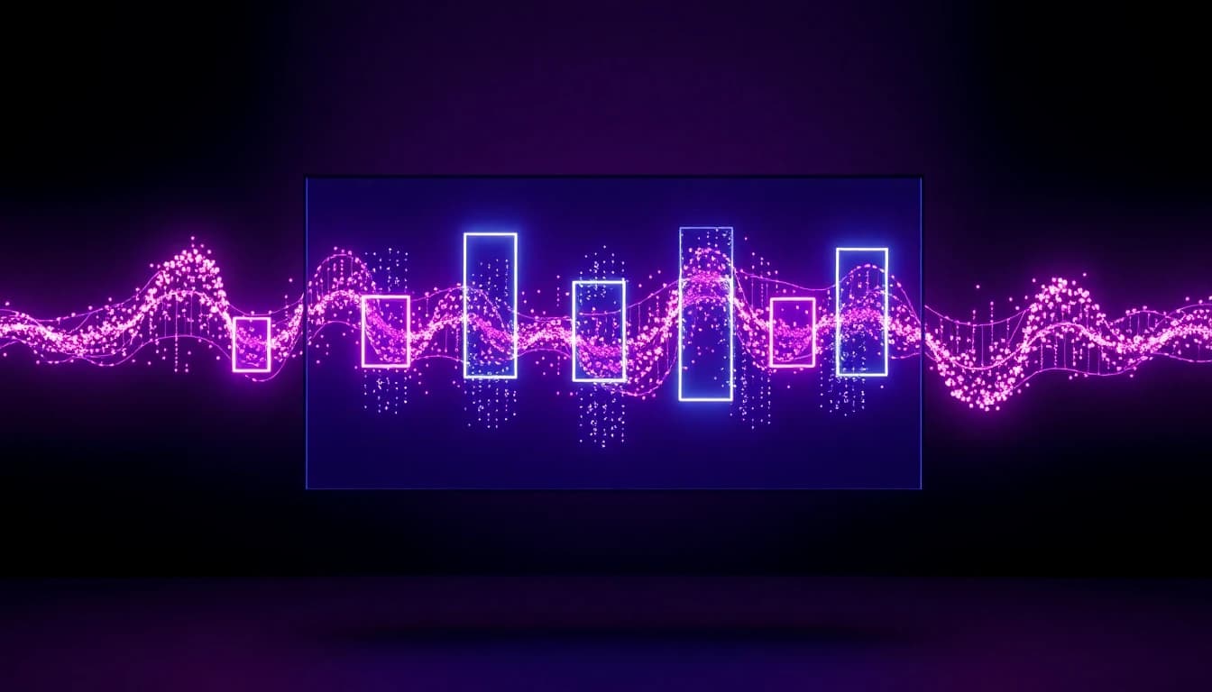Faceless YouTube channel workflow showing an audio waveform synced to animated video frames